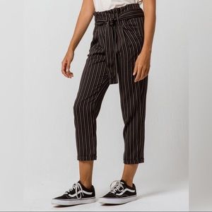 Stripe Paperbag Waist Womens Trouser Pants